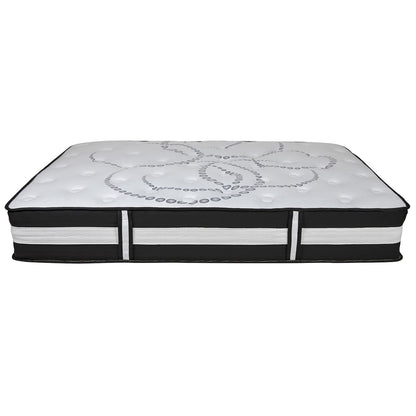 Flash Furniture Capri Comfortable Sleep 12" Hybrid Pocket Spring and Foam Mattress, Foam Pocket Spring Hybrid Mattress for Pressure Relief, Queen