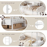 Garvee Twin Over Twin Bunk Bed with Stairs, Heavy Duty Metal Construction & High Guardrail, Sturdy Steel Slats Support, No Box Spring, Space Efficient, White Garvee