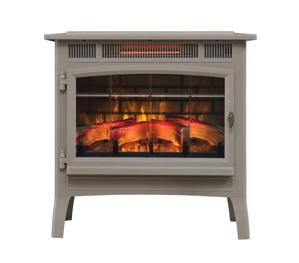 duraflame Freestanding Electric Fireplace Stove Heater with 3D Flame Effect for 1,000 Sq. Ft. Room, French Gray Duraflame