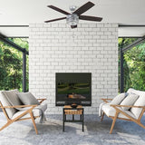 Honeywell Ceiling Fans Foxhaven Farmhouse 52 Inch Ceiling Fan with Light, Outdoor Fan/Indoor Dual-Mount LED Ceiling Fan, 5 Blades, Ebony and Silver Oak Blade Finish Options, Galvanized (51631-01) Honeywell Ceiling Fans