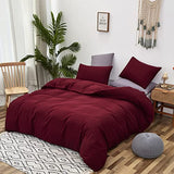 Luxlovery Burgundy Comforter Set Dark Red Bedding Set Full Maroon Marsala Wine Red Solid Soft Breathable Claret Blanket Quilts Maroon Comforter Set Women Girls Luxlovery