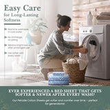 Feather & Stitch Softest 100% Cotton Sheets, 300 Thread Count Percale Weave Bedding, 16" Deep Pocket, Cooling Sheets, Breathable Bed Set, Hotel Premium Quality (King Blue Paisley)