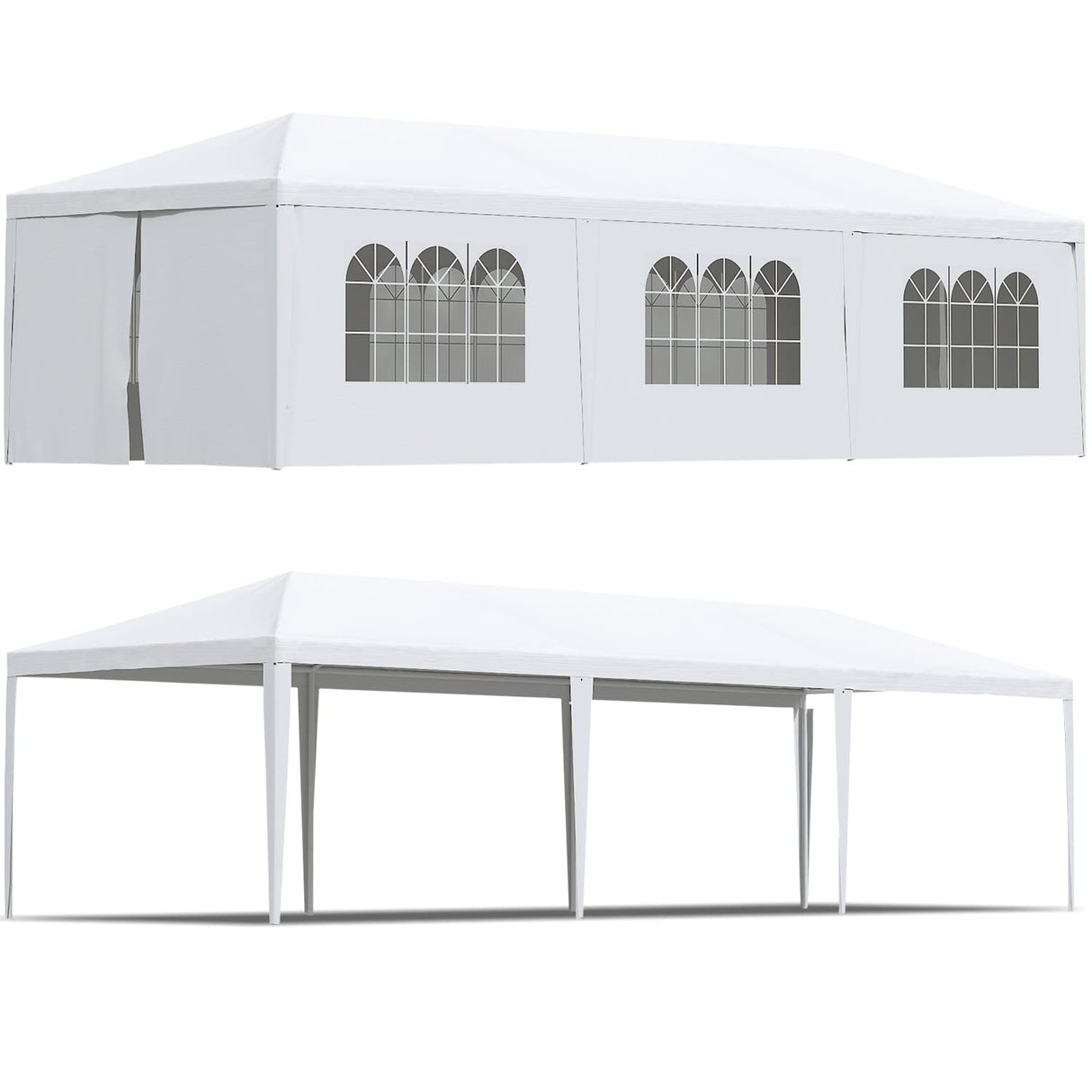 Greesum 10x30 Outdoor Canopy Tent, Patio Gazebo, for Party Wedding BBQ Events with 8 Side Removable Walls, Waterproof Canopies, White Greesum