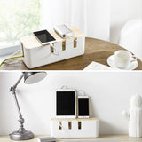 Cable Management Box by Baskiss, 12x5x4.5 inches, Wood Lid, Wire Organizer for Desk TV Computer USB Hub System to Cover and Hide & Power Strips & Cords Baskiss