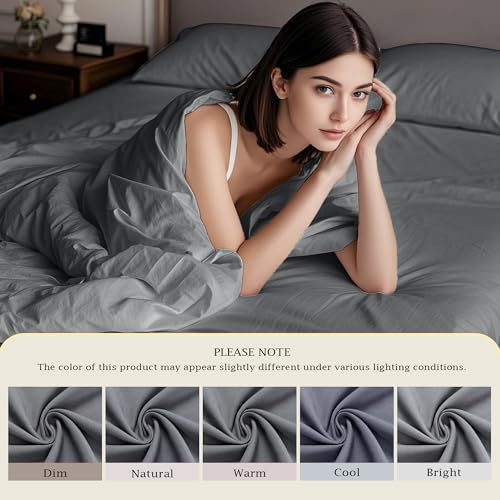 FreshCulture Full Fitted Sheet Only – Premium Hotel-Quality Fitted Sheet for Full Bed – Ultra Soft & Breathable Brushed Microfiber – Elegant Black Box Packaging (Dark Grey) FreshCulture