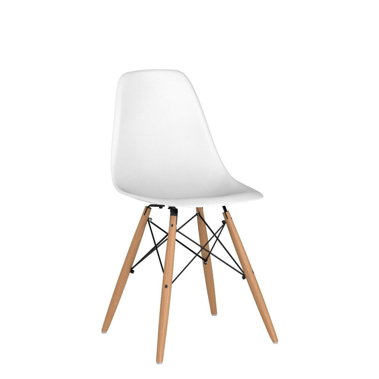 Flash Furniture Elon Series Plastic Modern Dining Chairs with Wooden Legs, Mid-Century Side Chairs for Dining Rooms and Offices, Set of 2, White Flash Furniture