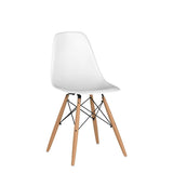 Flash Furniture Elon Series Plastic Modern Dining Chairs with Wooden Legs, Mid-Century Side Chairs for Dining Rooms and Offices, Set of 2, White Flash Furniture