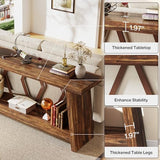 Tribesigns 70.86-Inch Long Sofa Table for Living Room, 2-Tier Narrow Console Table with Storage, Wood Foyer Entryway Couch Table for Hallway, Entrance (Brown) Tribesigns