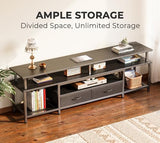 Huuger TV Stand for 65 70 Inch TV, Entertainment Center with Power Outlets and LED Lights, TV Console for Living Room, Media Console with Drawers and Shelves, Black Huuger