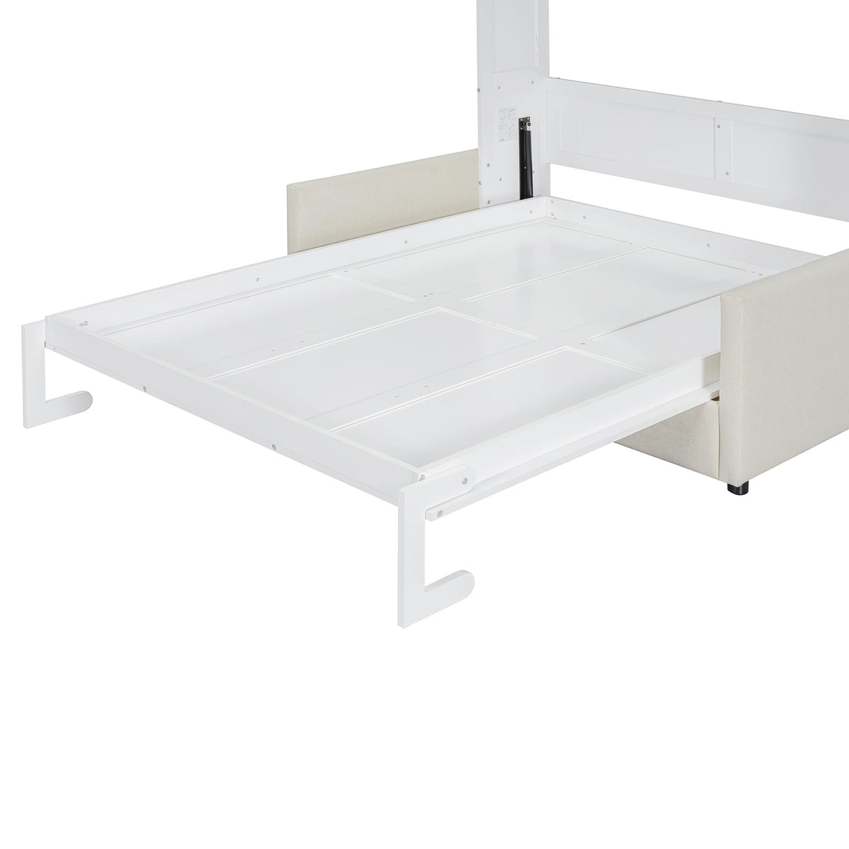 Ball & Cast Murphy Bed Full Size Wall Bed with Sofa,can be Folded,Multifunctional Wood Hideaway Cabinet Bed Frame,Slat Support,Save Space,for Apartment,Guest Room,White Ball & Cast