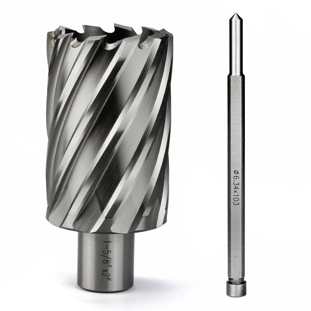 JESTUOUS Annular Cutter 3/4 Inch Weldon Shank 1-5/8 Cutting Diameter 2 Cutting Depth Slugger Bits HSS Kit for Magnetic Drill Press JESTUOUS