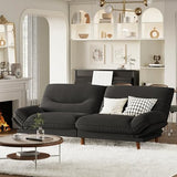 Homall Futon Sofa Bed, Modern Loveseat Futon Couch with Adjustable Backrest and Armrests, Sleeper Sofa Bed with Wood Frame for Living Room, Office, Apartment (Fabric, Black) Homall
