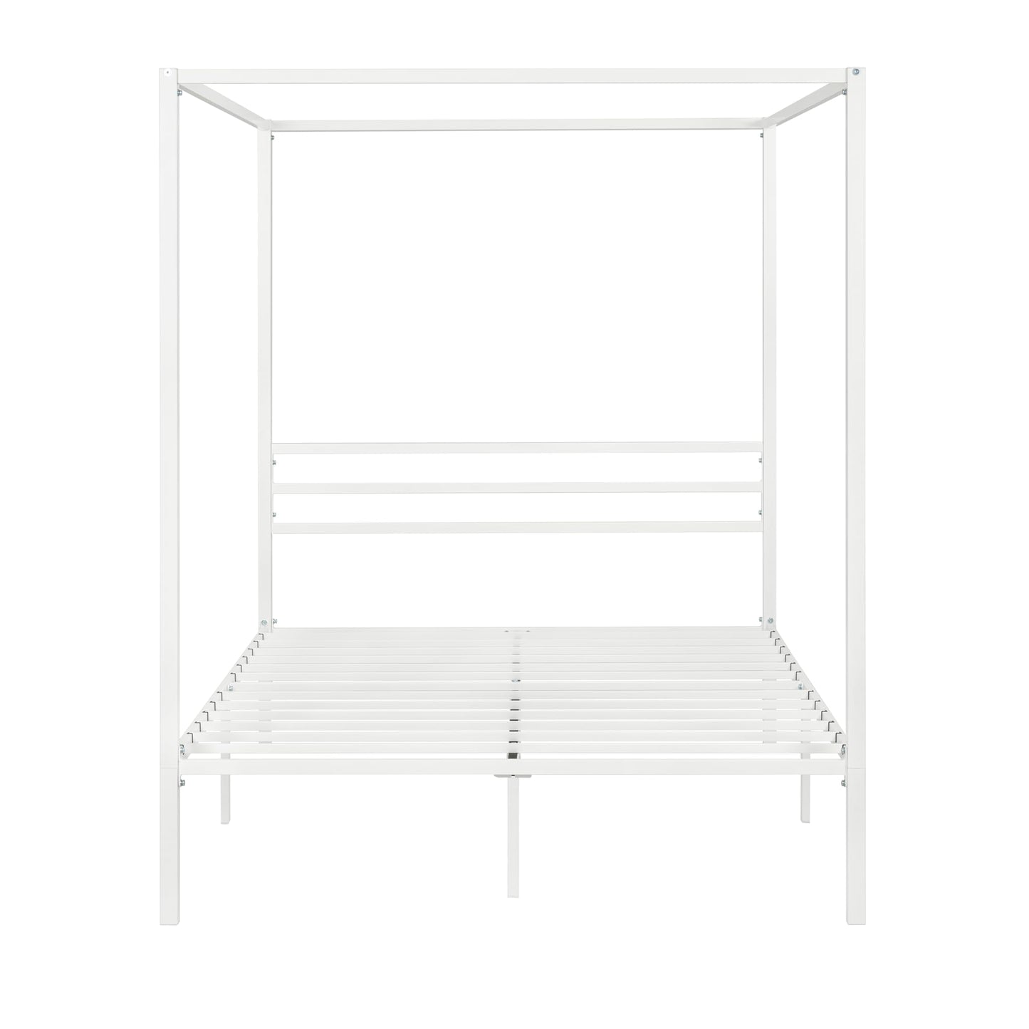 Queen Size Metal Canopy Bed Frame by SHA CERLIN - Sturdy, No Box Spring Needed, Easy Assembly, Customisable Design in White - WoodArtSupply