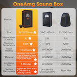OneAmg Sauna Box,Portable Sauna for Home,2024 Sauna Tent with 3L 110V Steamer,9 Levels,36 * 36 * 71inch OneAmg