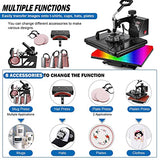 Heat Press, 8 in 1 Heat Press Machine 29x38cm/12x15 inch, 360° Swing Away Digital T Shirt Pressing Machine, Multifunction Heat Transfer Sublimation Combo for T Shirts Mugs Hat Plate Cap WoodArtSupply