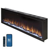 Touchstone Sideline Elite Smart 60” WiFi-Enabled Electric Fireplace - in-Wall Recessed - 60 Color Combinations - 1500/750 Watt Heater (68-88°F Thermostat) - Black - Log, Crystals & Driftwood - 80037 Touchstone