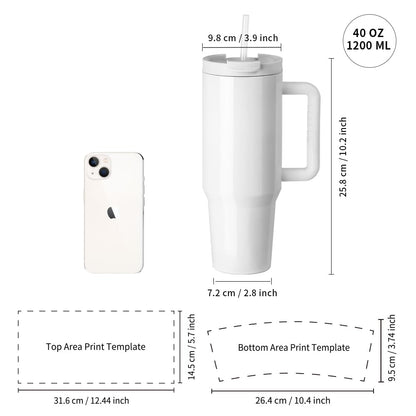 PYD Life 2 Pack 40 OZ Sublimation Tumblers with Handle White Blanks Stainless Steel Cups Mugs with Lid and Plastic Straw for Sublimation Oven Tumbler Heat Press Printing