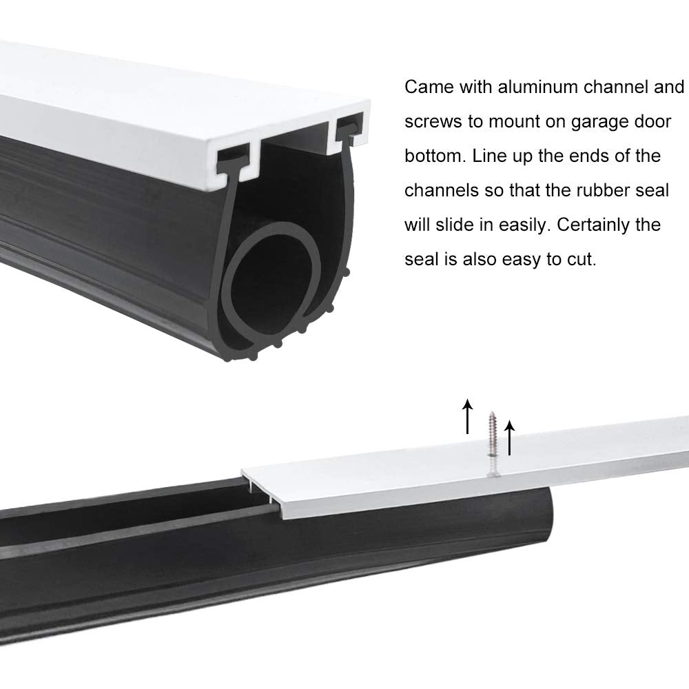 Garage Door Seals Bottom Rubber with Pre-drilled Aluminum Track Retainer Base Kit,Heavy-Duty U Shape + O Ring Combination Weather Stripping Sesl Kit for Garage Door (16 Ft) Storystore