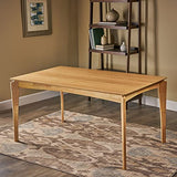 Christopher Knight Home Alma Dining Table, 6-Seater, Rubberwood with Walnut Veneer, Mid-Century, Natural Oak Finish Christopher Knight Home