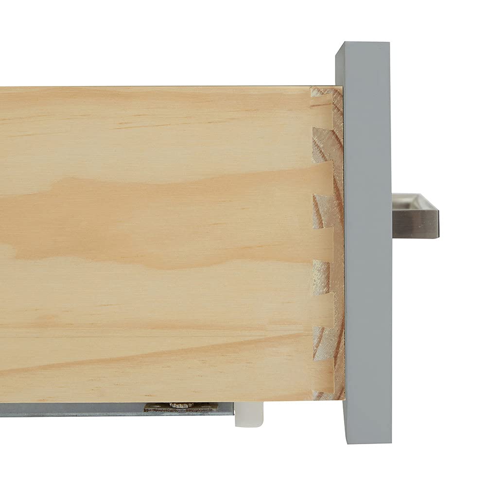 ARIEL Cambridge 55" Grey Bathroom Vanity with Sink, 1.5" Edge Pure White Quartz Countertop & Backsplash, Center Rectangular Sink, 2 Soft Closing Doors, 9 Full Extension Dovetail Drawers ARIEL