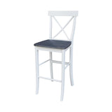 IC International Concepts X-Back BarHeight Stool-30 Seat Height Stool, 30 Inches, White/Heather Gray IC International Concepts
