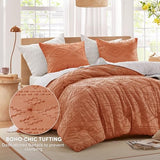 Comfort Spaces Comforter for Queen Size Bed, Geometric Diamond Tufted Boho Comforter Set Queen, All Season Lightweight Bedding Set, Matching Sham, Full/Queen Terracotta 3 Piece Comfort Spaces
