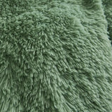 HAIHUA Faux Fur Sage Green Comforter Cover Queen Set, Soft Fluffy Shaggy Sage Green Bedding Queen Set 3 Pieces (1 Fuzzy Duvet Cover + 2 Plush Pillow Cases) Furry Bed Set, Zipper Closure HAIHUA