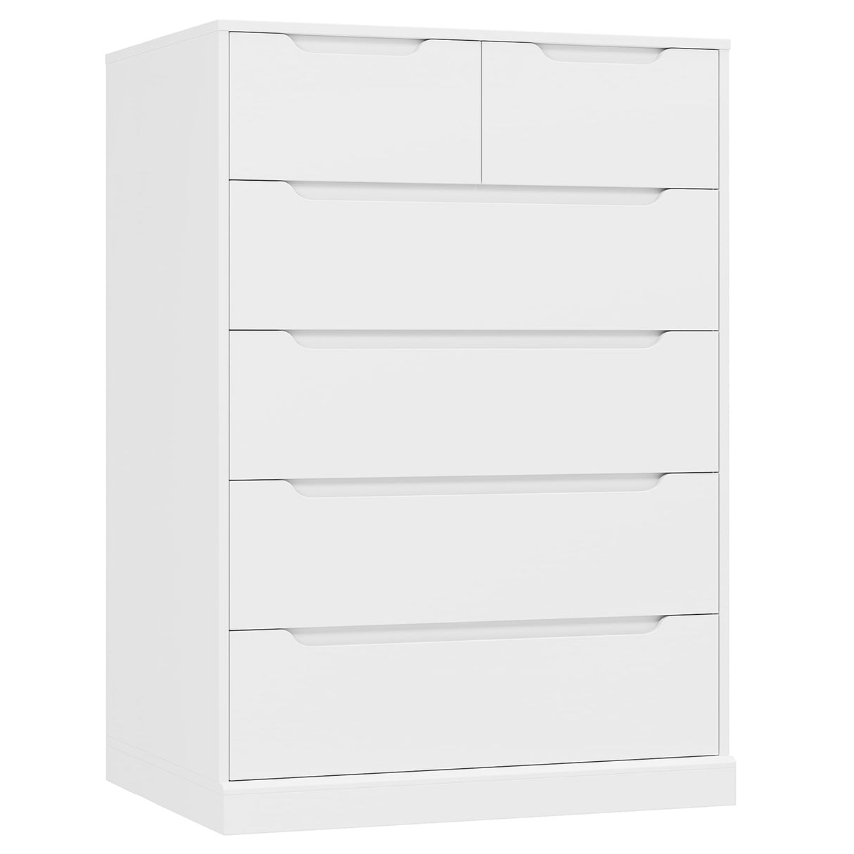 HOSTACK Modern 6 Drawer Dresser for Bedroom, Tall Chest of Drawers with Storage, Large Wood Storage Chest Organizer with Cut-Out Handle, Accent Storage Cabinet for Living Room, Entryway, Classic White HOSTACK