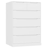 HOSTACK Modern 6 Drawer Dresser for Bedroom, Tall Chest of Drawers with Storage, Large Wood Storage Chest Organizer with Cut-Out Handle, Accent Storage Cabinet for Living Room, Entryway, Classic White HOSTACK