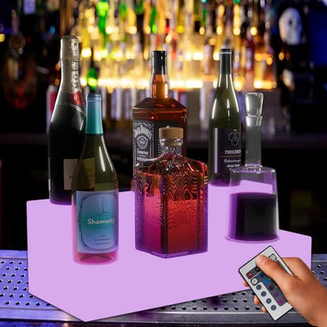LED Bar Shelves for Liquor Bottles - Unique Transparent Light Up Liquor Bar for Home - Alcohol Bar Shelf Stand for Liquor - Mini Liquor Bottle Display Shelf - LED Bar Display Shelves For Liquor JC Suites