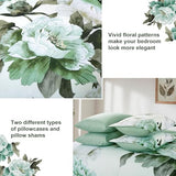 Dobuyly Green Queen Comforter Set 7 Piece Bed in a Bag Queen, Sage Green Floral Printed Comforter Set with Sheets, Soft Microfiber Botanical Flower Complete Bedding Set for All Season Dobuyly
