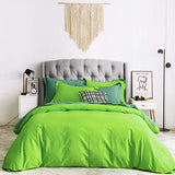 SUSYBAO Bright Green Duvet Cover Twin 100% Cotton 2 Pcs Set 1 Single Light Green Duvet Cover with Zipper Ties 1 Pillow Sham Farmhouse Neon Green Bedding Set Soft Comfortable SUSYBAO