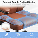 Kensaker Executive Leather Office Chair, Computer Chair with Thick Cushion & Lumbar Support, Ergonomic Desk Chair with Adjustable Headrest & Armrests,Brown Kensaker