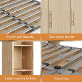 Rophefx Queen Murphy Bed Cabinet with 5-Tier Adjustable Storage Shelves, Wood Queen Wall Bed Cabinet Bed, Space Saving Beds, Hidden Bedframe, Foldable Platform Beds for Guest Room, Natural Wood Color Rophefx