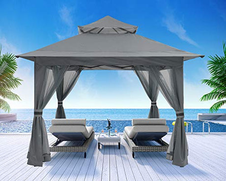 ABCCANOPY Pop Up Gazebo 13x13 - Outdoor Canopy Tent with Mosquito Netting for Patio Garden Backyard(Gray) ABCCANOPY