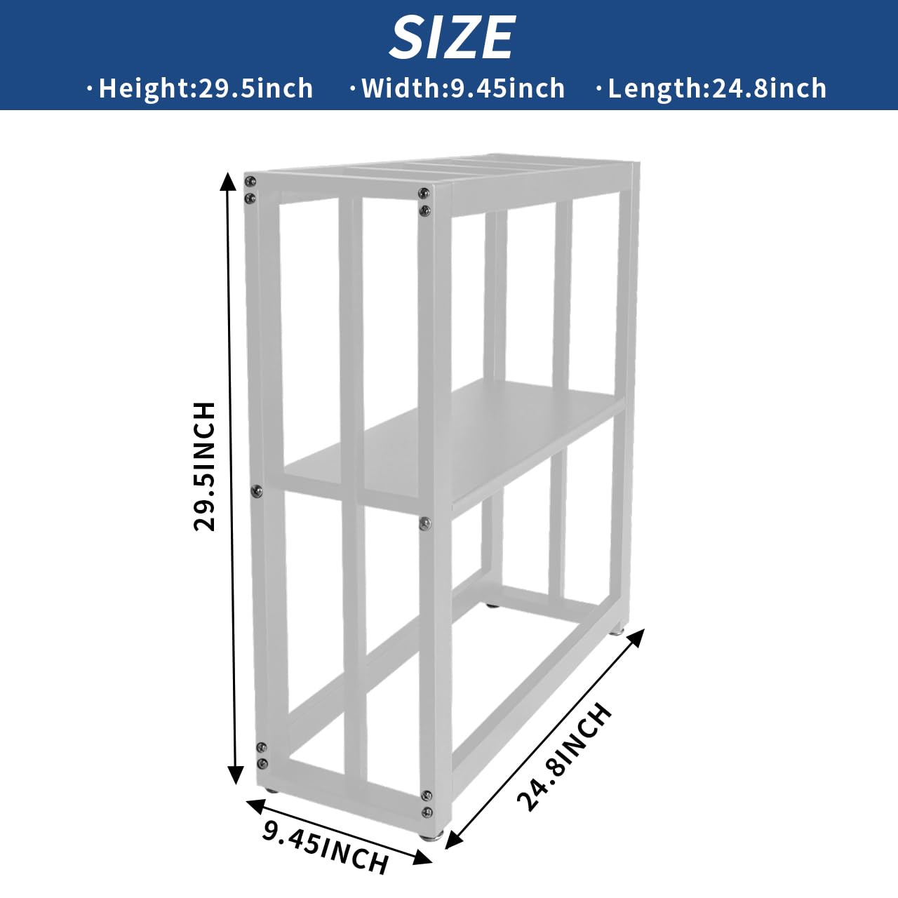 Fizgot Fish Tank Stand 20 Gallon, Double Layer Metal Aquarium Stand with Storage, 24.8" x 9.45" x 29.5" Breeder Reptile Tank Stand （White） - WoodArtSupply