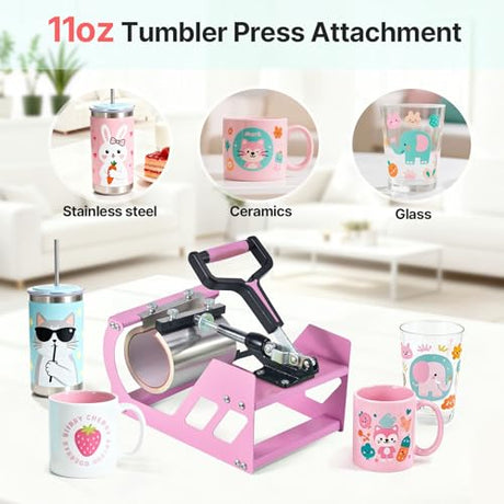 Slendor Heat Press Machine 12x15 inch, 5 in 1 360-Degree Swing Away Digital T Shirt Pressing Machine Multifunction Heat Transfer Sublimation Combo for T Shirts Mugs Hat Plate Cap Slendor