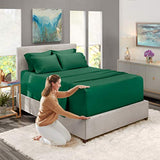 Hearth & Harbor Extra Deep Pocket Sheet Sets, Luxury Soft 6 Piece Bed Sheet Set Fits Mattress 18-24 Inches - Full, Hunter Green Hearth & Harbor