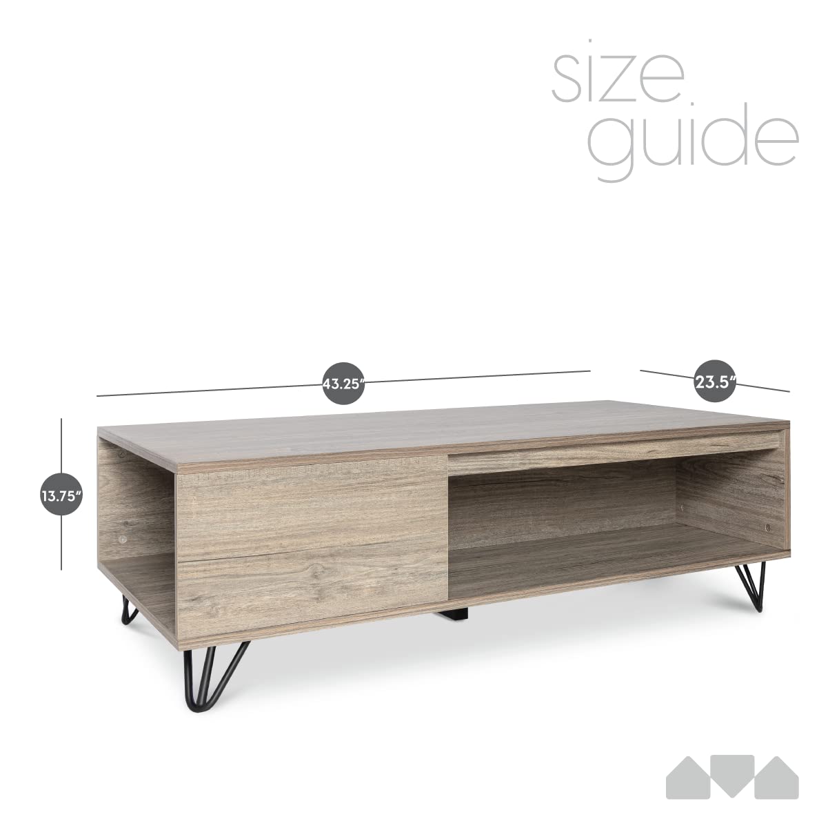 Milliard Modern Farmhouse Coffee Table with Storage Grey Milliard