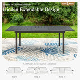 Sophia & William 9 Pieces Patio Dining Set for 6-8 People, Expandable Rectangular Metal Outdoor Table and Rattan Chairs with Cushions, All Weather Patio Table and Chairs Set Sophia & William