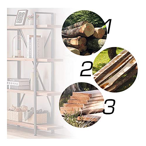 HSH Rustic 4-Tier Natural Wood Bookshelf with Industrial Metal Frame - Distressed Brown Etagere for Home and Office Storage HSH