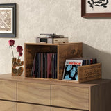 Giantex Record Player Stand with Charging Station, Turntable Stand with Vinyl Divider & Display Shelf, Mid-century Modern End Table Holds Up to 150 Albums, Vinyl Record Storage Cabinet for Living Room Giantex