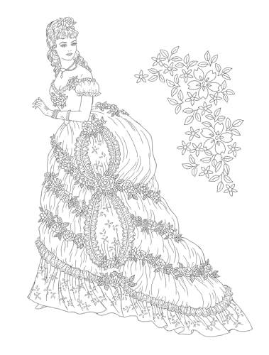 Creative Haven Victorian Gowns Coloring Book: Relaxing Illustrations for Adult Colorists (Adult Coloring Books: Fashion) Dover Publications