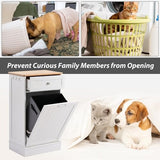 AHB 13 Gallons Tilt Out Trash Cabinet, Hidden Trash Can Kitchen Wooden Tilt Out Pet Proof Hidden Trash Bin for Kitchen Living Room,White AHB