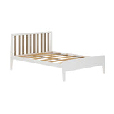 Max & Lily Scandinavian Full Bed for Kids, Solid Wood Twin Frame with Slatted Headboard in White/Blonde Max & Lily