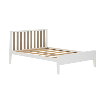 Max & Lily Scandinavian Full Bed for Kids, Solid Wood Twin Frame with Slatted Headboard in White/Blonde - WoodArtSupply