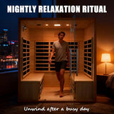 Homsido 3-4 Person Sauna, Hemlock Wooden Indoor Far Infrared Home Sauna Room 11 Low EMF Infrared Carbon Panels with Tempered Glass Door,Bluetooth Speakers 7 Chromotherapy Lights（220V, 2880W） Homsido