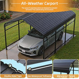 Patiowell 10'x15' Metal Carport, Heavy Duty Carport Canopy with Reinforced Frame and Galvanized Steel Roof, All-Weather Outdoor Car Shelter for Car, Truck, Boat and Tractor, Black Patiowell