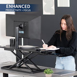 VIVO 42 inch Desk Converter, K Series, Height Adjustable Sit to Stand Riser, Dual Monitor and Laptop Workstation with Wide Keyboard Tray, Black, DESK-V042KB VIVO
