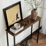 Tujurich Narrow Entryway Console Table & Sofa Side Table - Industrial Hallway Table for Small Spaces, Behind Couch Table, Multi-Functional Living Room Bedroom Office,Brown, 29.5" x 9.4" x 29.5" Tujurich